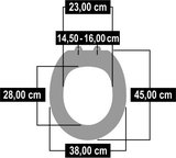 Afbeelding van de afmetingen van de Cornat Magic Motion Windmolen toiletbril