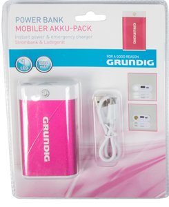 Grundig 6000 mAh powerbank roze