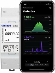 HomeWizard Eastron WiFi kWh meter 1-fase MID - 100A - Inzicht via App - DIN Rail